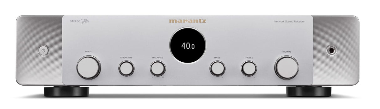 Marantz Stereo 70s Receptor de A/V de 2 Canales con 8K, Streaming HEOS Built-in, Fono y Radio FM/Dab+ - Plata
