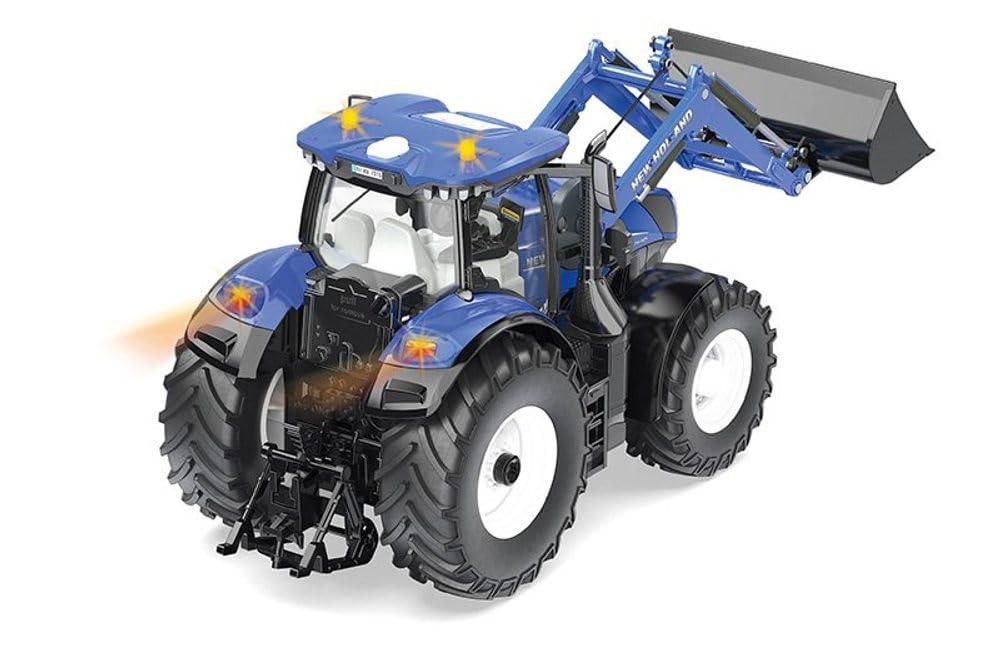siku 6798, New Holland T7.315 Tractor con cargador frontal, Azul, Metal/plástico, 1:32, Con mando a distancia, Incluye mando a distancia Bluetooth, Posibilidad de control vía app