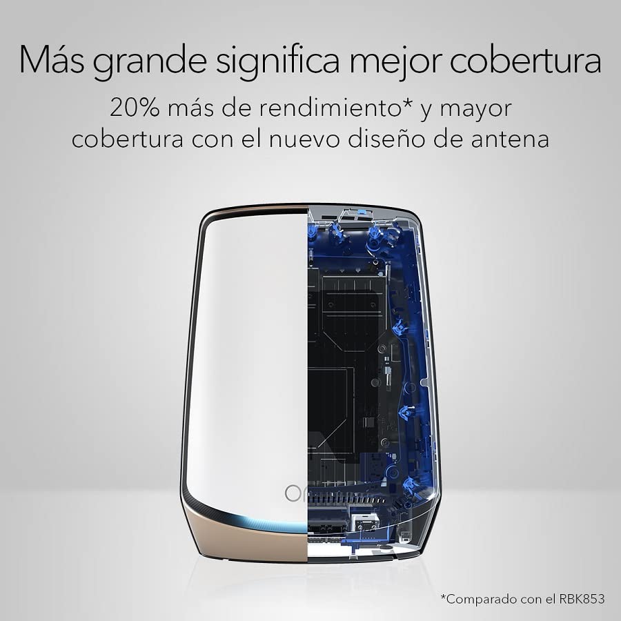 NETGEAR Orbi Sistema Mesh WiFi 6 RBK863S |AX6000 Tribanda Router y 2 Satélites Extensores |Cobertura de hasta 750 m2 y 100 dispositivos |Puerto Internet 10 Gig