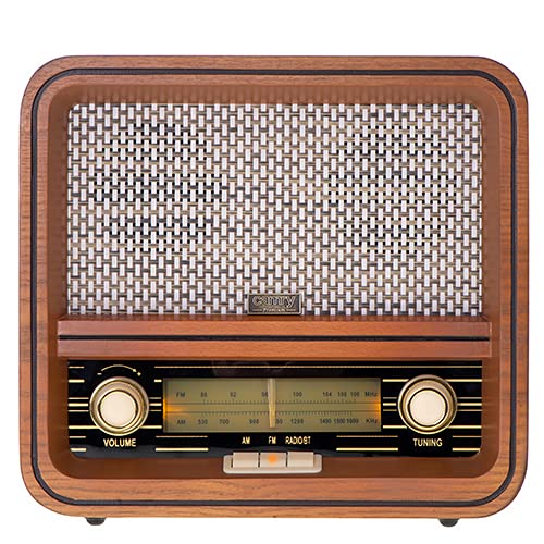 Camry CR1188 Radio Retro Am/FM, Bluetooth, Sintonizador de Frecuencia Manual, Puerto USB, Carcasa Madera Diseño Vintage