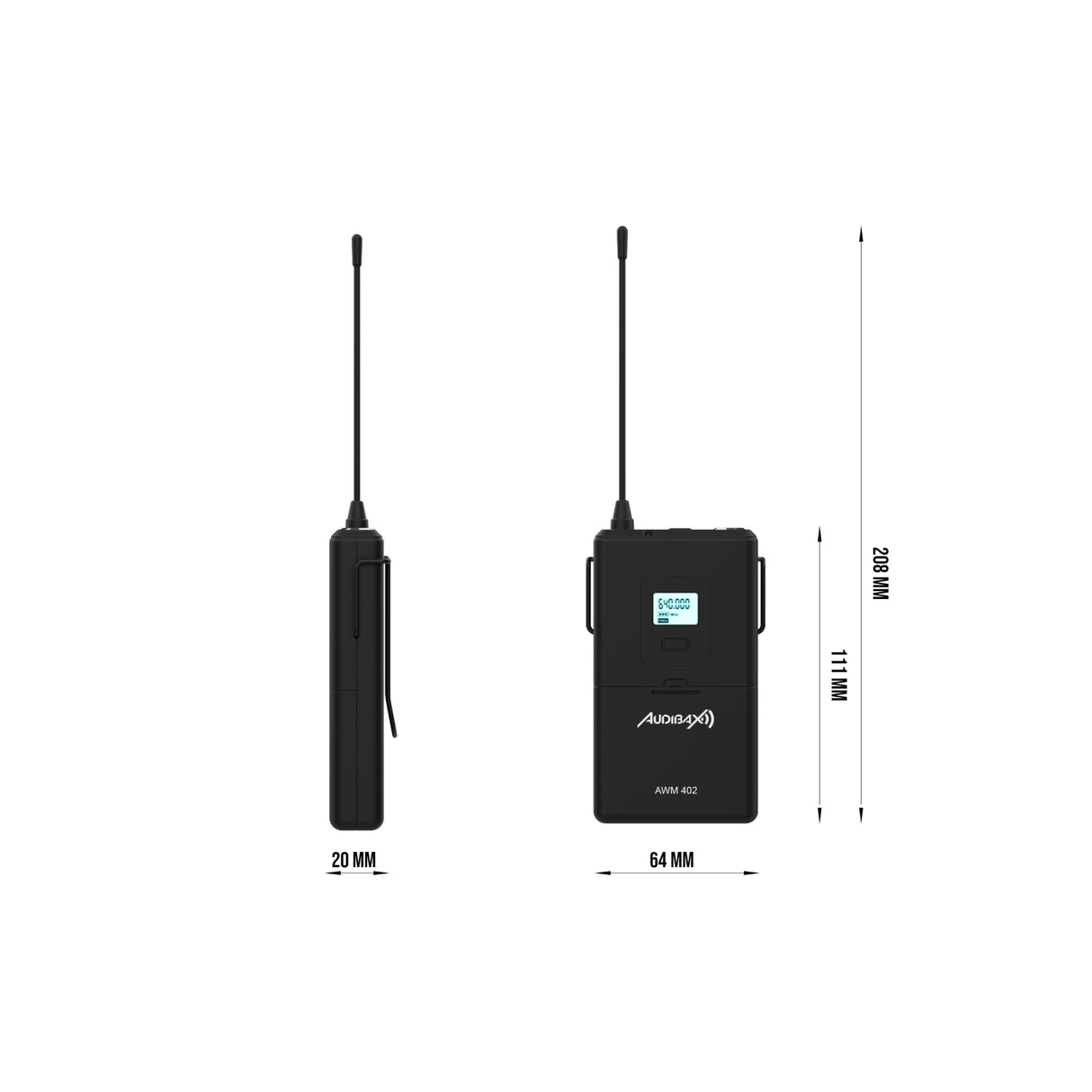 Audibax AWM 402 Sistema Inalámbrico Micrófono Lavalier de 4 Canales UHF