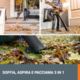 WORX Aspirador de Hojas 40V Máx. 2x20V | WG583E | PowerShare |Incluye 2 baterías y Cargador Doble |2 en 1 Recoger y aspirar – Bolsa de 35 L | Incluye Toberas | Ligero