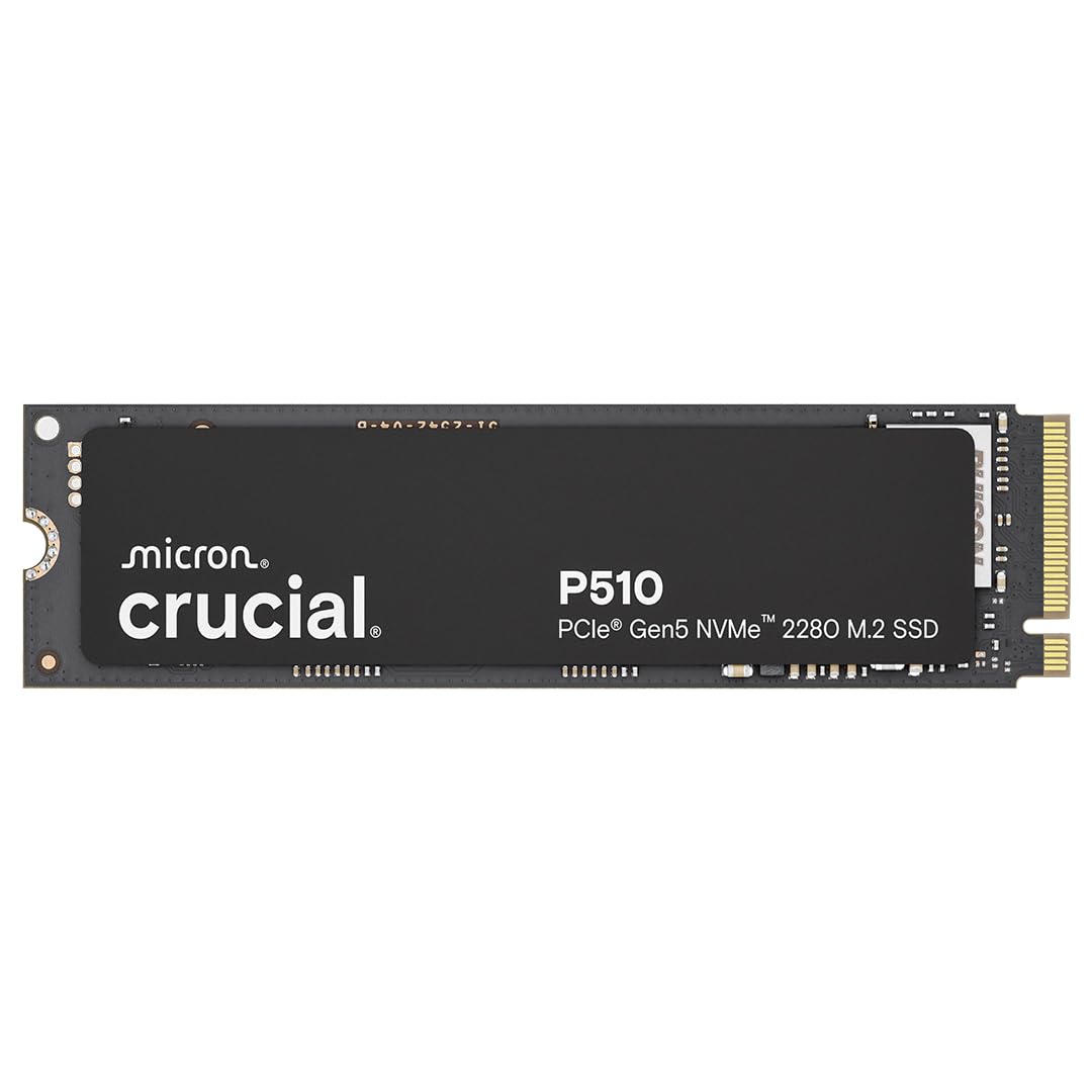 Crucial P510 SSD 1TB PCIe 5.0 x5 Gen5 NVMe M.2 SSD Interno, Velocidades de Lectura hasta 11000 MB/s, Escritura 9500 MB/s, Ordenador Portátil y de Sobremesa, Disco Duro - CT1000P510SSD8-01