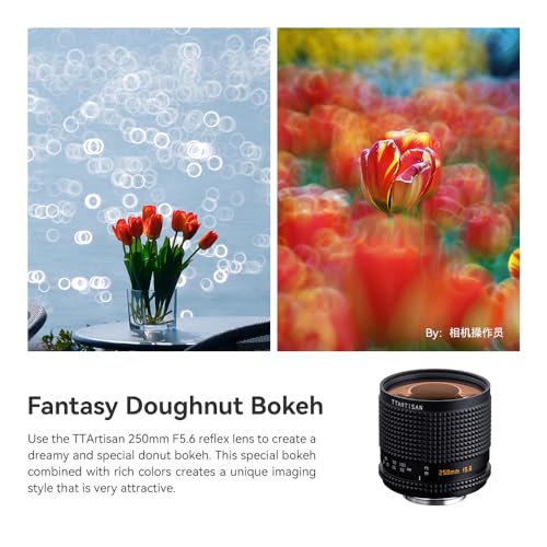 TTArtisan Lente de Cuerpo de Metal F5.6 Reflex (Doughnut Bokeh) de 250 mm Compatible con Montura M42, Color Negro