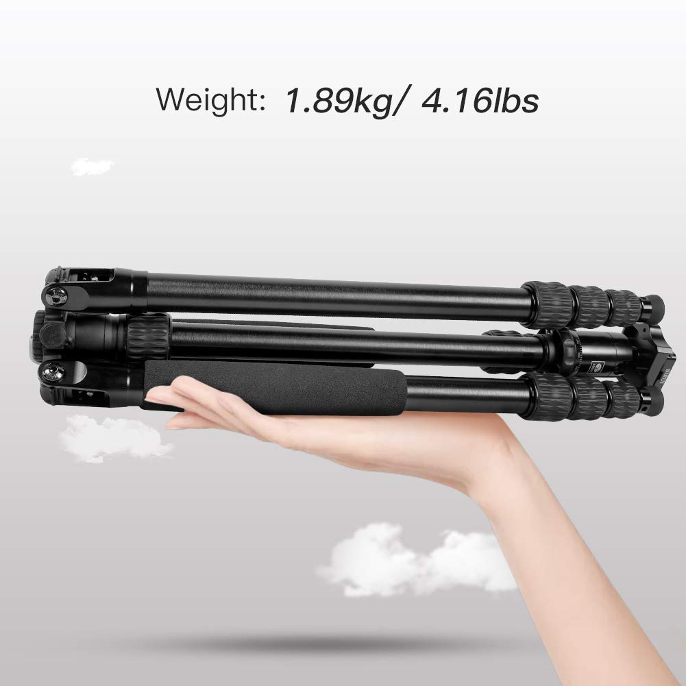 SIRUI 65.55″ Trípode de Cámara de Aluminio, Cabeza de Bola Panorámica E-10 y Placa de Liberación Rápida para Arca Swiss, Carga de hasta 8kg, Convertible a Monopié - Traveler 7A