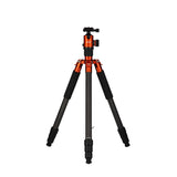 Rollei C6i Carbon - Trípode para Fotos (Compacto, Ligero, 3 en 1 con rótula Arca Swiss de Bola, monopod, trípode Macro, Incluye Picos y Bolsa (Naranja)