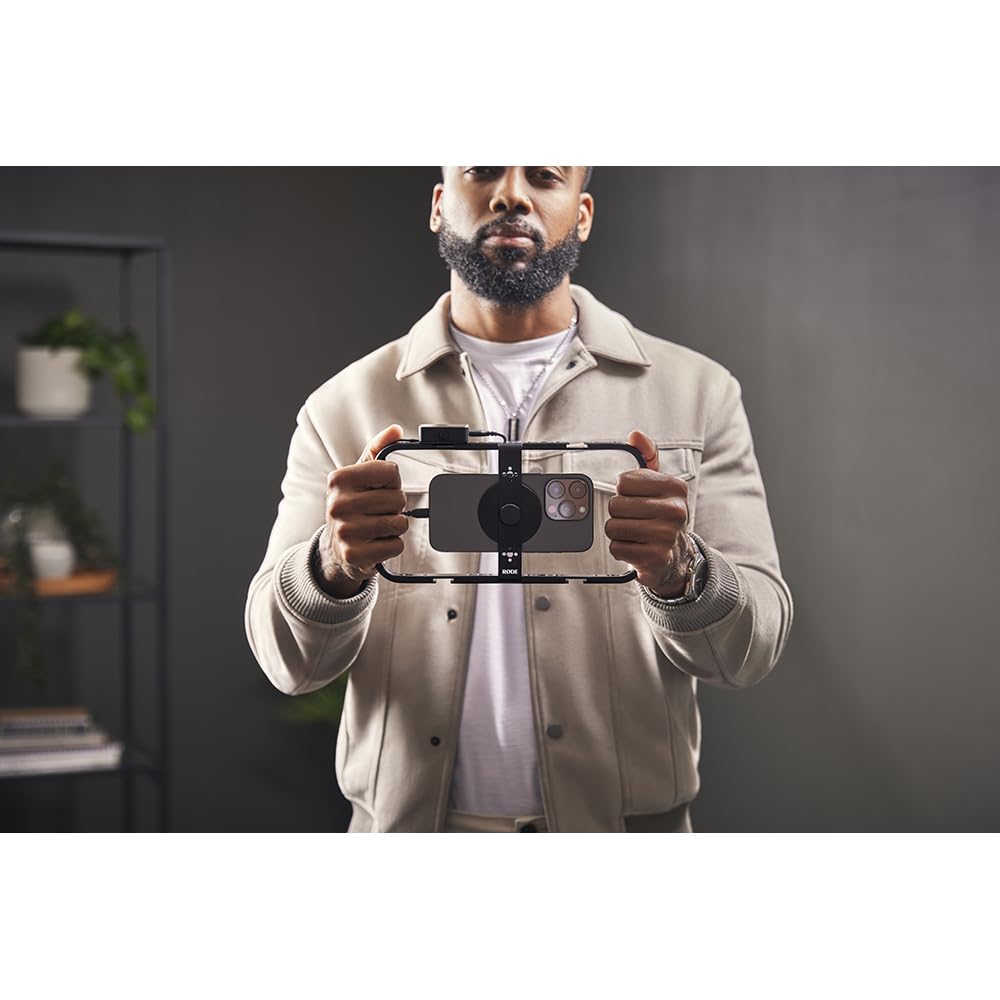 Røde Phone Cage Caja Magnética para Grabar con el Teléfono Røde, con Roscas de 1/4 y 3/8 Pulgadas y Ranuras para Montaje de Zapata Fría, compatible con MagSafe