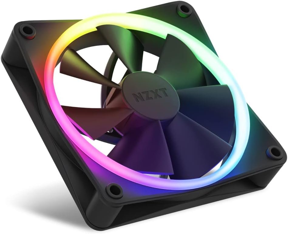 NZXT F120 RGB Fans - RF-R12TF-B1 - Personalización de iluminación RGB optima- Refrigeración silenciosa - Triple (ventilador y controlador RGB INCLUIDOS) - Ventilador de 120 mm - Negro