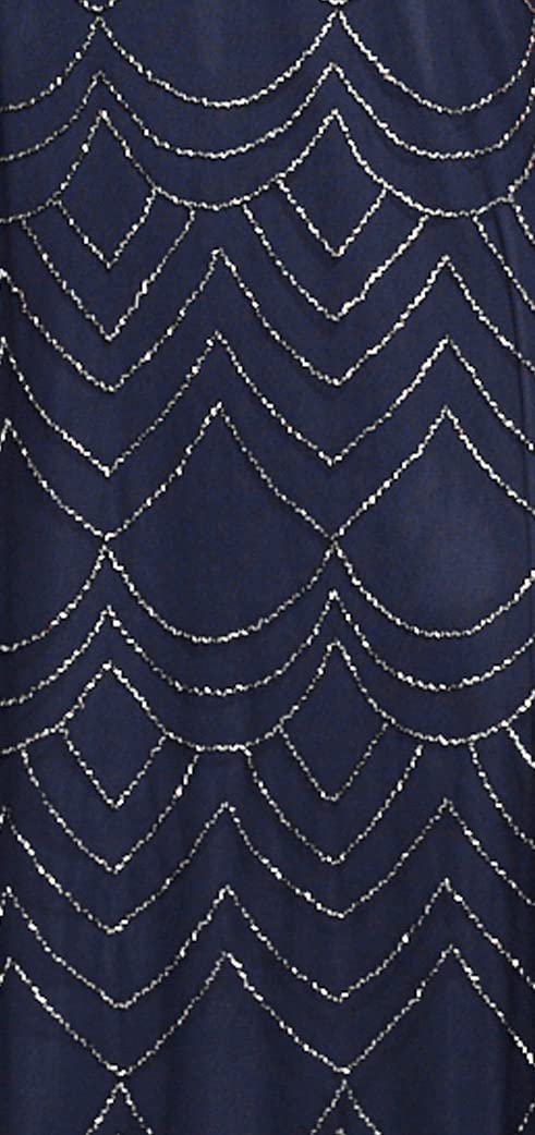 Adrianna Papell Short Sleeve Blouson Beaded Gown Vestido de Fiesta Formal, Azul (Navy Ac410), 44 para Mujer