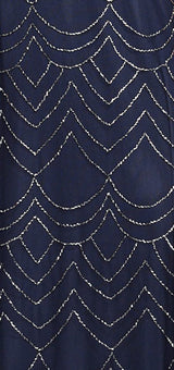 Adrianna Papell Short Sleeve Blouson Beaded Gown Vestido de Fiesta Formal, Azul (Navy Ac410), 44 para Mujer