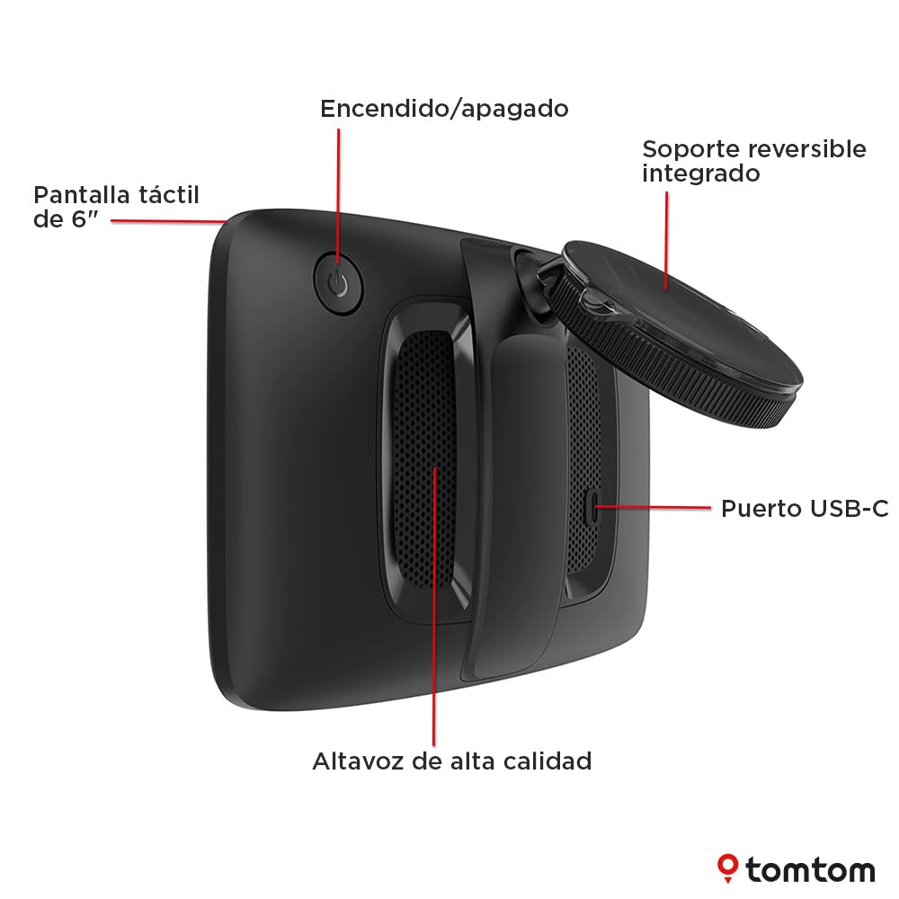 Tomtom GPS GO Camper Tour 2ª generación para Autocaravana y Caravana, Pantalla de 6" con PI para Autocaravana y Caravana, Actualización Wi-FI,Tráfico TomTom, Alertas de Zonas de peligro. Mapas Europa
