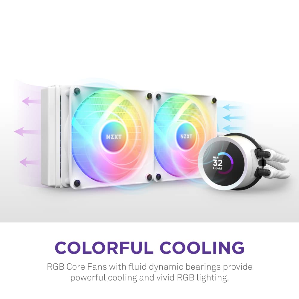 NZXT Kraken 280 RGB - Enfriador líquido de CPU AIO de 11.08 Pulgadas - Pantalla LCD Cuadrada Personalizable de 1.54 Pulgadas para imágenes, métricas de Rendimiento - Bomba de Alto Rendimiento - 2