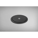 Ekotech Enchufe retráctil ET115 – Torre con función de carga QI USB-C & A y 3 enchufes Schuko 230 V, aluminio negro