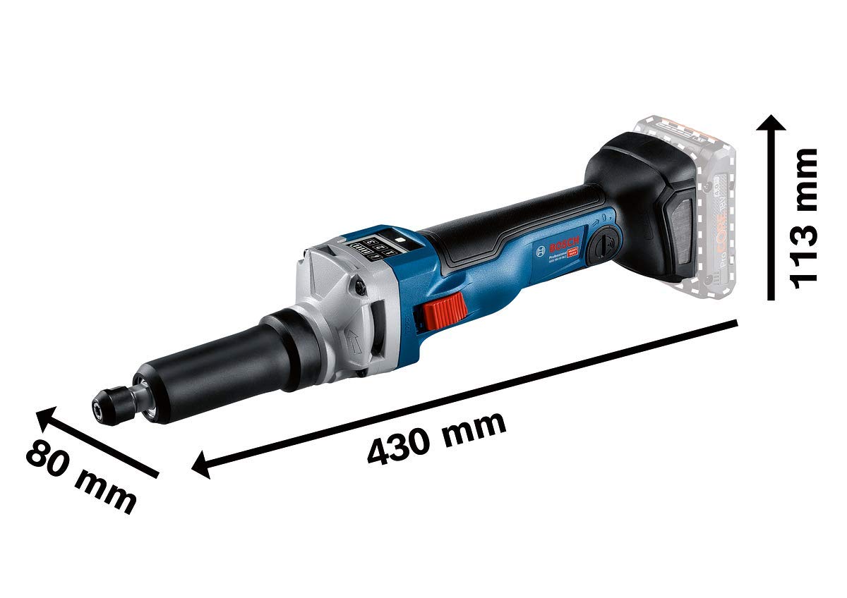 Bosch Professional 18V System GGS 18V-10 SLC - Amoladora recta a batería (Brushless, 10500 rpm, 3 velocidades, conectable, sin batería, en L-BOXX)