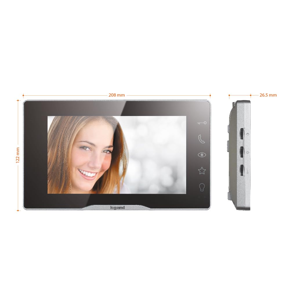 LEGRAND, Easykit Plus 368915 - Kit de videoportero con conector de 2 cables, monitor a color de 7 pulgadas y cámara gran angular, kit de 1/2 casa familiar, ampliable, fuente de alimentación integrada