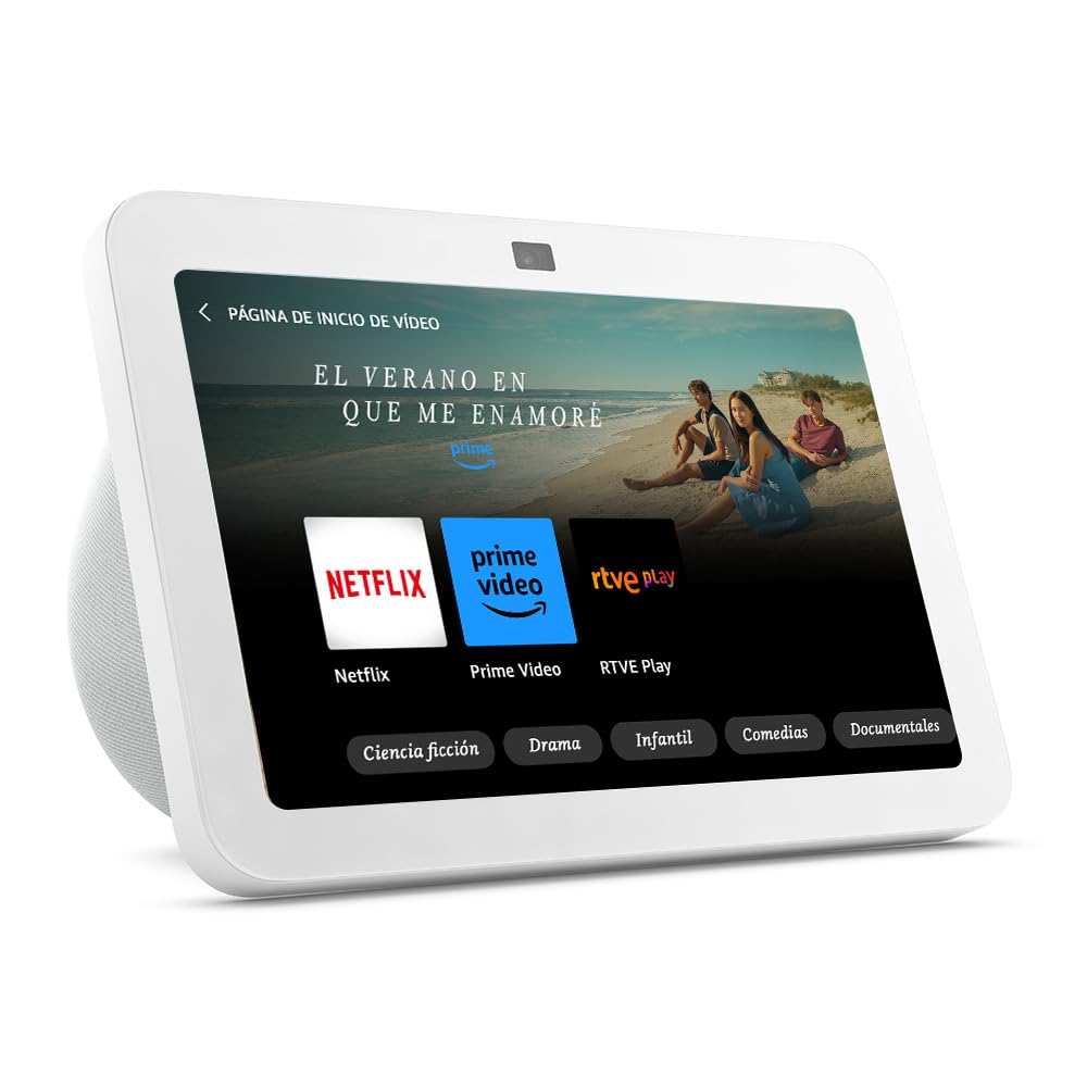 Echo Show 8 (Última generación) | Pantalla táctil inteligente de alta definición con audio espacial, controlador de Hogar digital y Alexa | Blanco