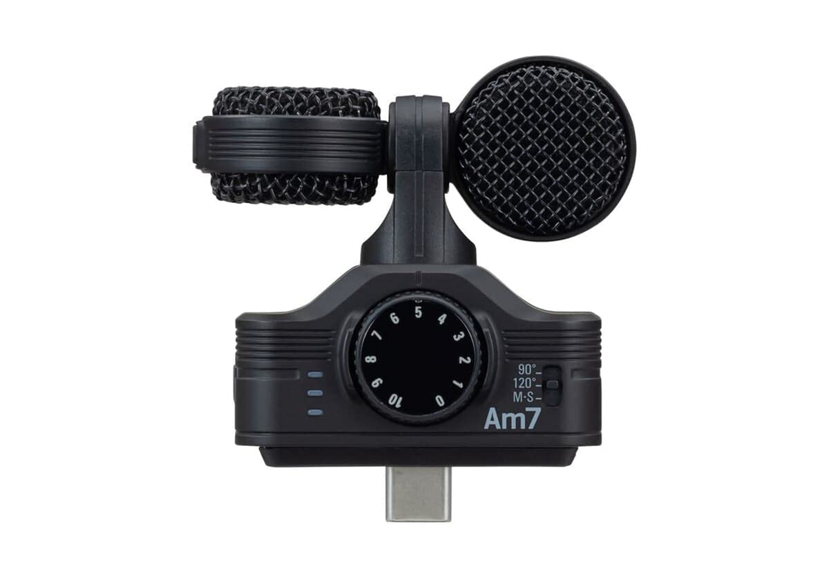 Zoom AM7 Micrófono estéreo para dispositivos Android, Mid-Side estéreo, cápsula giratoria para alinearlo con la cámara, para grabar audios de música, videos, entrevistas y más