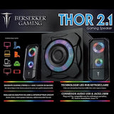 BERSERKER Thor Altavoces 2.1 con Iluminación RGB, 55W RMS, Bluetooth/USB/AUX, Negro