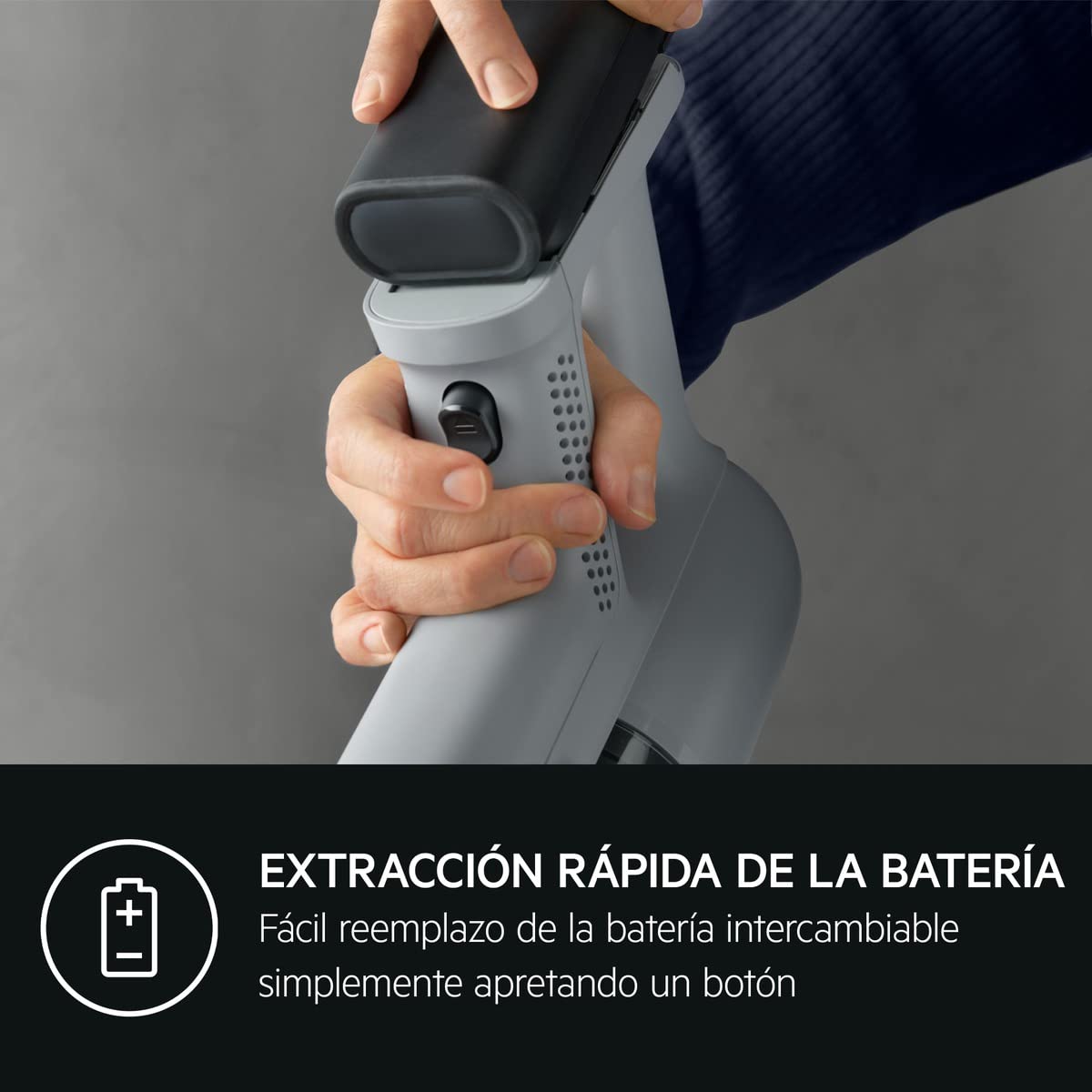 AEG AP71A142XN Aspiradora Sin Cable, 14,4 V, Autonomía de 50 min, Batería Extraible, Filtración en 5 Etapas, 4 Velocidades, Aspirador Escoba 2 en 1, Incluye Accesorios, Azul Denim