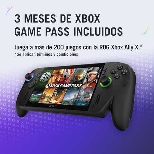 ASUS ROG Xbox Ally X - Consola Portátil Gaming 7" Full HD 120Hz (AMD Ryzen AI Z2 Extreme, 24GB RAM, 1TB SSD, Batería 80Wh, Windows 11, Consigue 3 meses gratis de Game Pass Premium) - Color Negro