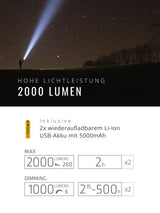 SUPRABEAM - Linterna de bolsillo Q7xrs - 2000 Lm + 2 baterías