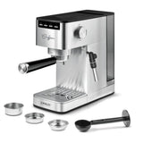 Polti Coffea P10S Cafetera Manual para Espresso y Cappuccino Compatible con Café Molido y Cápsulas Monodosis E.S.E. de 44 mm, Vaporizador para Espumar y Vaporizar la Leche, Depósito de 1.3 L, Plata
