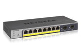 NETGEAR Switch PoE Gigabit Ethernet Smart de 10 Puertos GS110TP |Gestionado con 8X PoE+ a 55W, 2X 1G SFP |Gestión Insight Opcional |Montaje de sobremesa o Pared