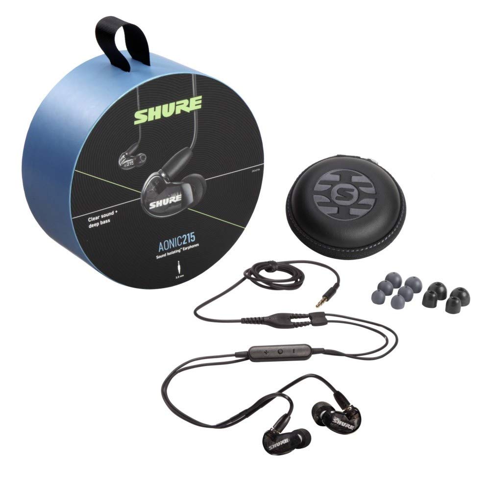 Shure AONIC 215 Auriculares de Aislamiento de Sonido con Cable, Controlador único, Ajuste Interno, Compatible con Dispositivos Apple y Android - Negro