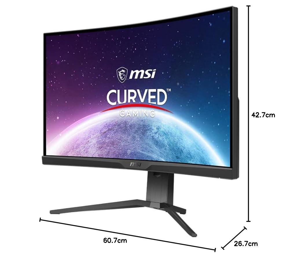 Msi mag 275CQRXF Monitor Curvo Gaming WQHD de 27 Pulgadas 1000R, 2560 x 1440 Rapid VA Panel, 240 Hz/1 ms, 116% sRGB, DisplayHDR 400, Adaptive Sync, Mystic Light DP 1.4a, HDMI 2.0b, USB Tipo-C