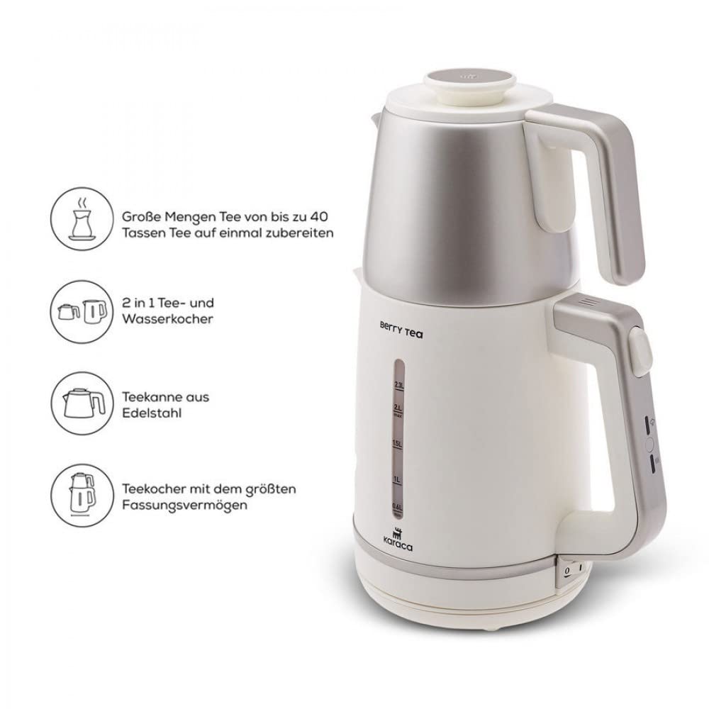 Karaca Berry Tea Xl Cay Maker Mulberry 1700 W con tetera de acero y hervidor Mulberry Hervidor de té, Tetera tradicional turca
