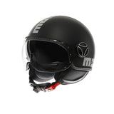 MOMODESIGN - FGTR EVO E2206, Casco Moto Jet con Doble Visera para Hombre y Mujer, para Hombres y Mujeres, Matt Black/Silver, S