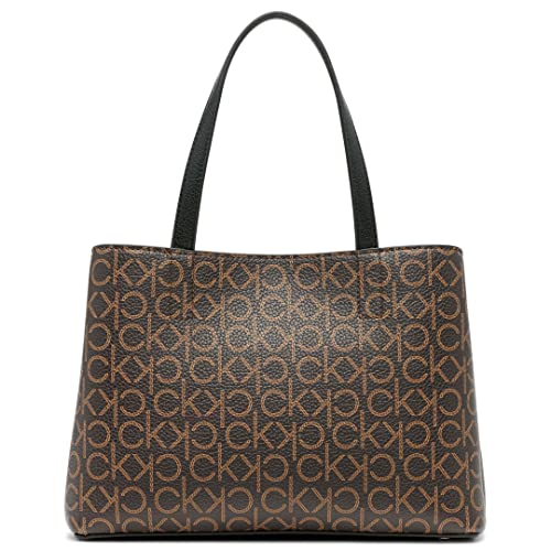 Calvin Klein Bolsa de Triple Compartimento Adeline para Mujer, Marrón/Caqui/Negro, Talla de un Talla