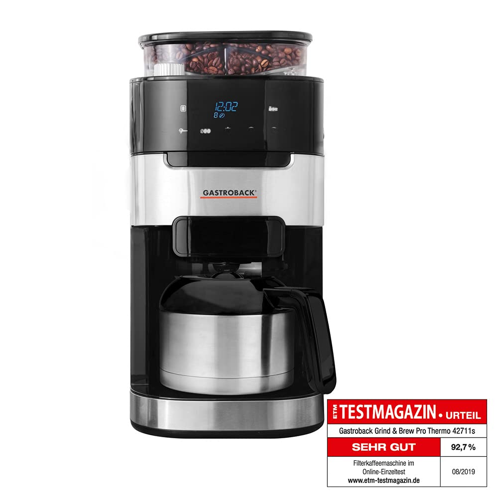 GASTROBACK Cafetera Grind & Brew Pro Thermo, plata, negro