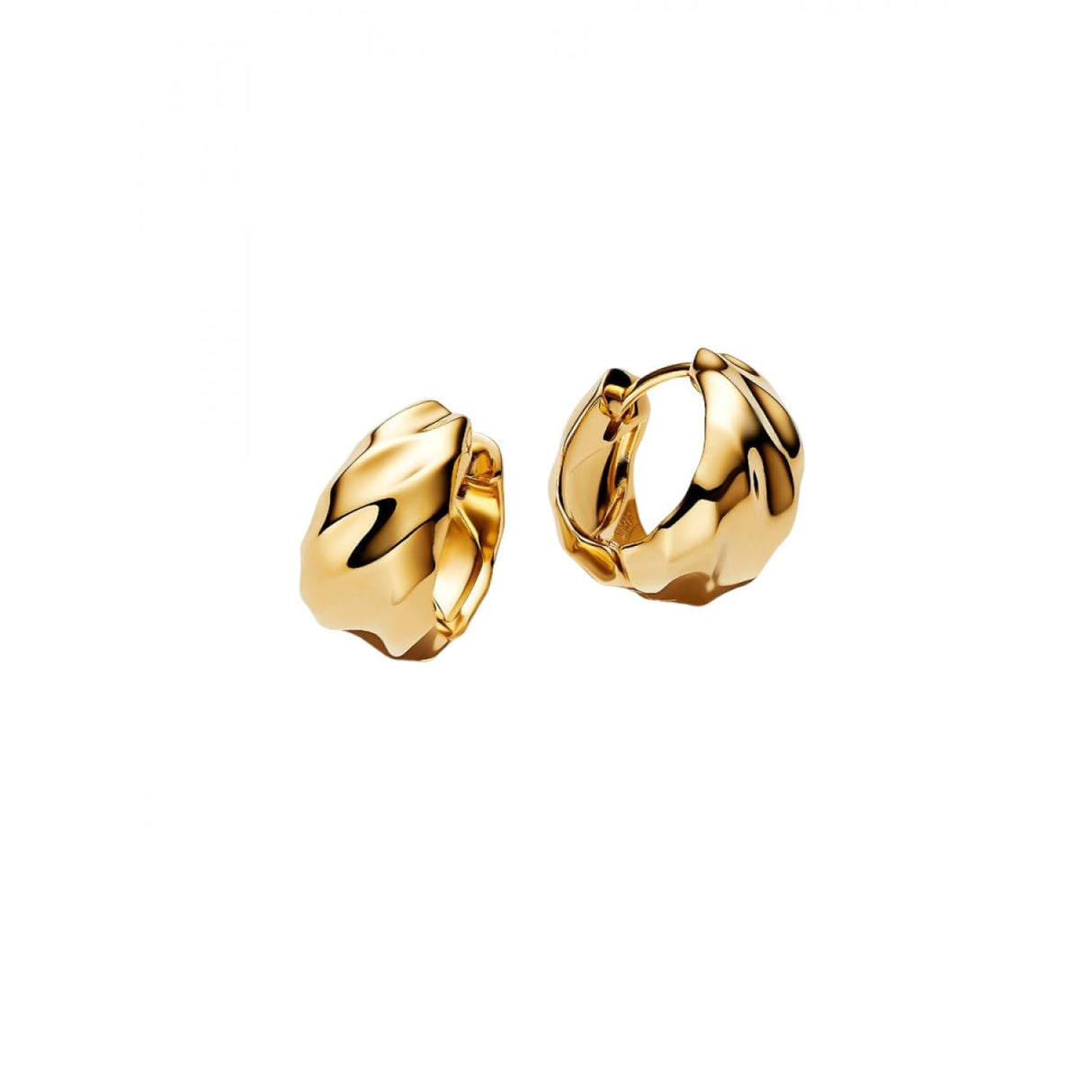 Pandora Essence 263874C00 - Pendientes de aro de plata de ley chapada en oro de 14 quilates, 17,1x16x10,2 mm, Plata de ley, Sin piedra preciosa