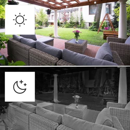 Hama | Cámara de vigilancia Exterior, 1080P, Sensor de Movimiento y luz, Full HD, Compatible con Amazon Alexa y Google Assistant.