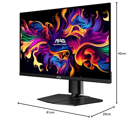 MSI mag 271QPX QD-OLED 26.5 Inch WQHD Monitor Gaming, 2560 x 1440 Quantum Dot OLED Panel, 360Hz / 0.03ms, 99.1% DCI-P3, ΔE≤2, DisplayHDR True Black 400, DP 1.4a, HDMI 2.1, USB Type-C