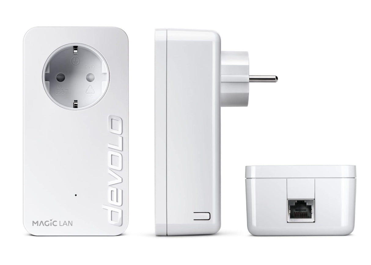 Devolo Magic 2 LAN Starter Kit, Adaptador LAN Powerline, hasta 2.400 Mbps, 1x conexión Gigabit LAN, optimo para Juegos, Blanco