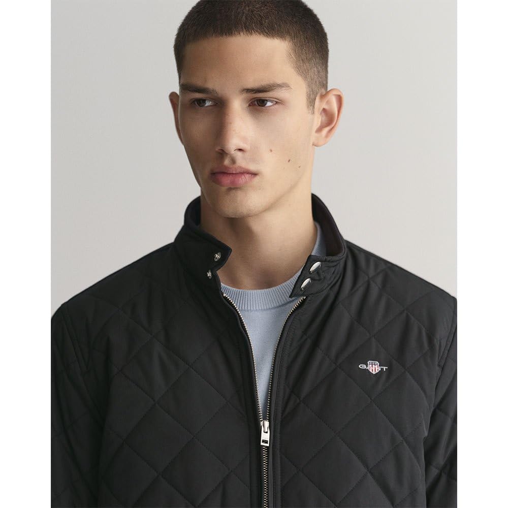 GANT Tramposo de Viento Acolchado Chaqueta, Negro, XL para Hombre