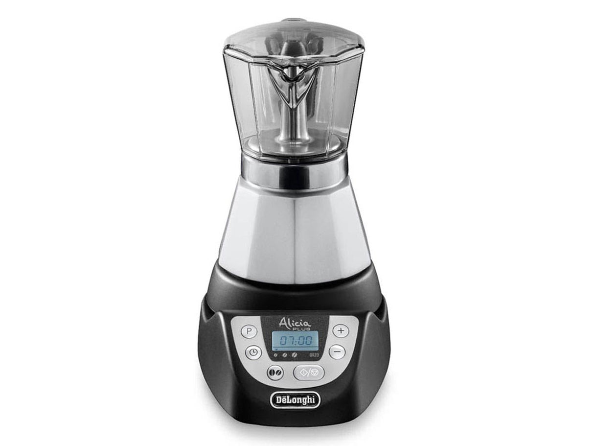 De'Longhi EMKP42.B Alicia PLUS - Cafetera Moka Eléctrica, 450 W, 2-4 Tazas, Plástico, Negro/Plata