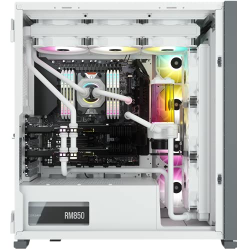 Corsair iCUE 7000X RGB Chasis para PC Inteligente ATX Full-Tower, Tres Paneles de Cristal Templado, Cuatro Ventiladores RGB de 140 mm Incluidos, Espacioso Interior, Blanco