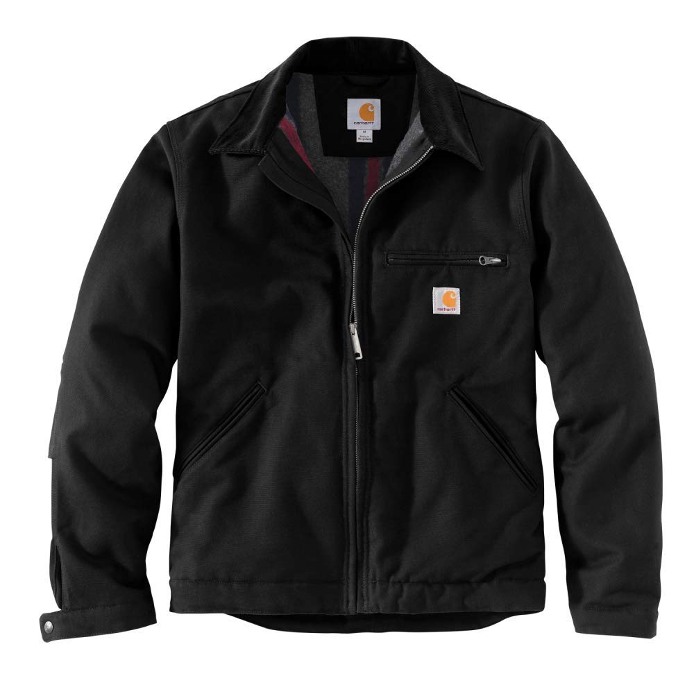 Carhartt, Hombre, Detroit Chaqueta En Lona De Algodón Con Forro Cálido, Ajuste Ligeramente Holgado, Negro, L