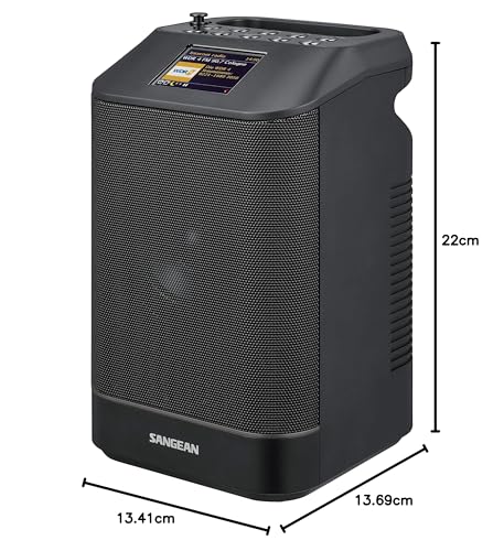 Sangean WFS58 Dab+ Radio | FM | WiFi y Altavoz Bluetooth | Radio de Internet portátil con NFC | WiFi | Negro