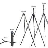 SIRUI 152cm Trípode de Viaje AM-284, Compacto Trípode para Cámara con Tubo de Extensión SL-200, Carbono Trípode Fotográfico con Patas de 4 Secciones para Videocámara, DSLR, Carga Máxima 15kg