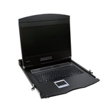 LogiLink Professional LC902GE - Consola KVM LCD con Monitor TFT de 48,26 cm (19 Pulgadas) y Teclado (DE) para Armario de Servidor/Red, Color Negro