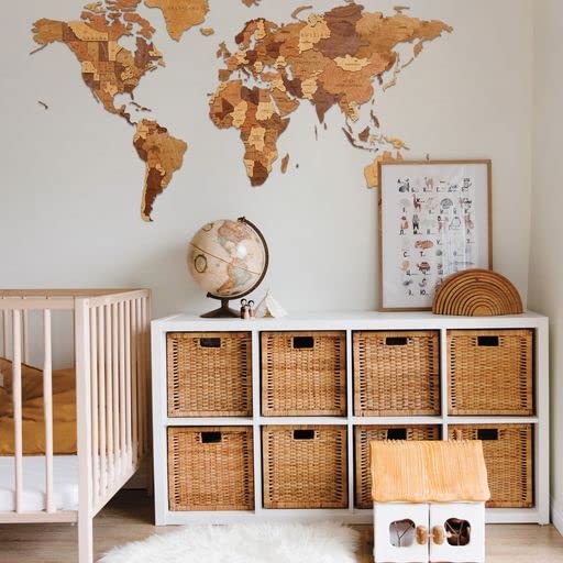 EWA Eco-Wood-Art - Mapa del Mundo L Mundo Chocó - Rompecabezas 3D de Madera para Interior y diseño - Recuerdo, Regalo, Cocina, Decoración del hogar, Interior - 127 Piezas