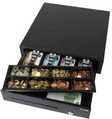 Safescan LD-4141 Cajón portamonedas uso ocasional para el efectivo - Caja registradora con 4 apartados para billetes y 8 para monedas - Caja dinero conexión RJ-12 - Cajón portamonedas 41x41,5x11,5 cm
