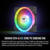 Thermaltake SWAFAN EX 14 ARGB Ventilador de refrigeración para PC, 3 ventiladores, 500~2000 RPM, conexión magnética, cuchillas reversibles, sincronización con software MB RGB, CL-F168-PL14SW-A,