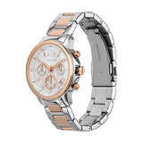 Armani Exchange Orologio da donna, Movimento cronografo al quarzo e cassa da 36 mm con cinturino in acciaio inossidabile, Tono plateado y tono oro rosa