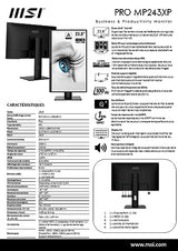 MSI Pro MP243XP Monitor de Oficina Full HD de 23,8'', Panel IPS 1920 x 1080, 100 Hz, Pantalla Agradable a la Vista, Montaje VESA, Altavoces Integrados, Soporte Kit de Pantalla, HDMI 1.4, DP 1.2a