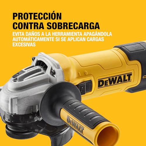 DEWALT Mini-amoladora angular eléctrica, 125mm, Potente motor 1500 W, Arranque Suave + Bloqueo, Velocidad sin carga 2800-10000 rpm, Rosca M14, Sistema de extracción de polvo, DWE4257KT-QS